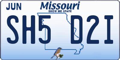 MO license plate SH5D2I