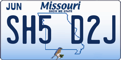 MO license plate SH5D2J
