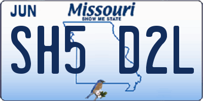 MO license plate SH5D2L