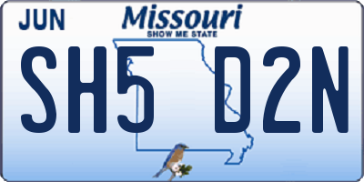 MO license plate SH5D2N