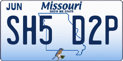 MO license plate SH5D2P
