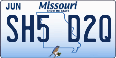 MO license plate SH5D2Q