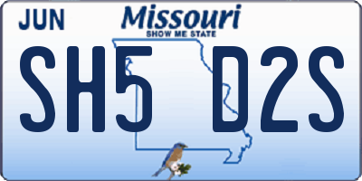 MO license plate SH5D2S