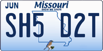 MO license plate SH5D2T