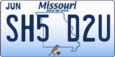 MO license plate SH5D2U