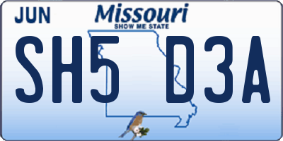 MO license plate SH5D3A