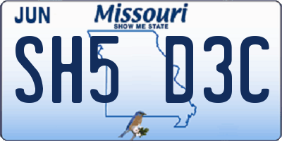 MO license plate SH5D3C