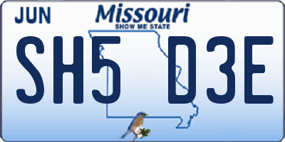 MO license plate SH5D3E