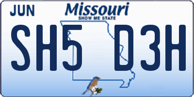 MO license plate SH5D3H