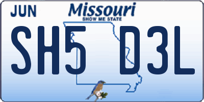 MO license plate SH5D3L