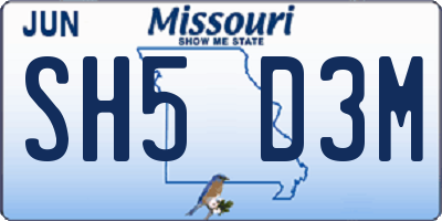 MO license plate SH5D3M