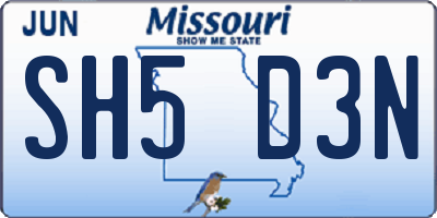 MO license plate SH5D3N