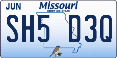 MO license plate SH5D3Q