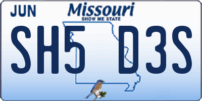 MO license plate SH5D3S