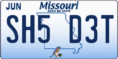 MO license plate SH5D3T