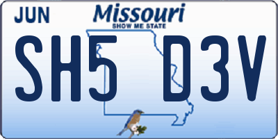 MO license plate SH5D3V