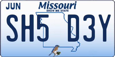 MO license plate SH5D3Y