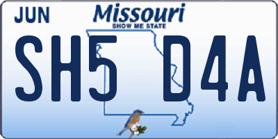 MO license plate SH5D4A