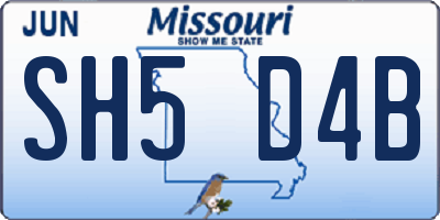 MO license plate SH5D4B