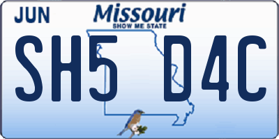 MO license plate SH5D4C
