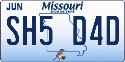 MO license plate SH5D4D