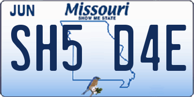 MO license plate SH5D4E