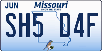 MO license plate SH5D4F