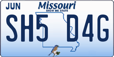 MO license plate SH5D4G