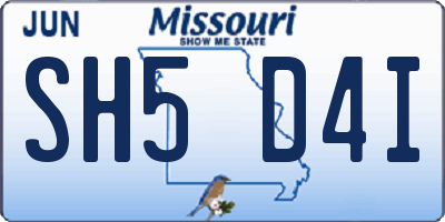 MO license plate SH5D4I