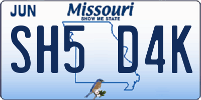 MO license plate SH5D4K