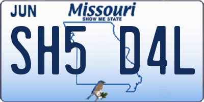 MO license plate SH5D4L