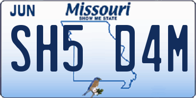 MO license plate SH5D4M
