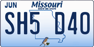 MO license plate SH5D4O