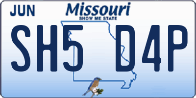 MO license plate SH5D4P