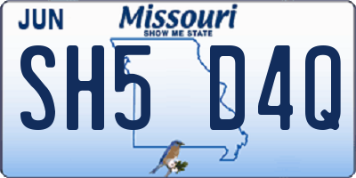MO license plate SH5D4Q