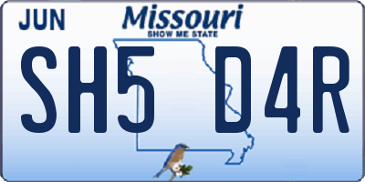 MO license plate SH5D4R