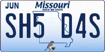 MO license plate SH5D4S