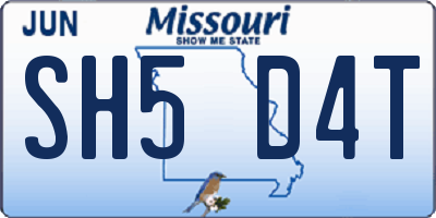 MO license plate SH5D4T