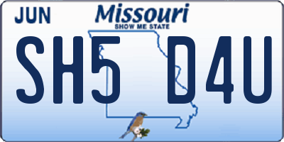MO license plate SH5D4U