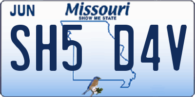 MO license plate SH5D4V
