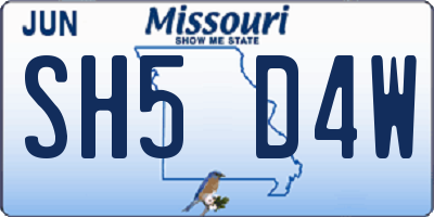 MO license plate SH5D4W