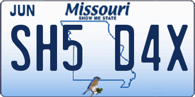 MO license plate SH5D4X