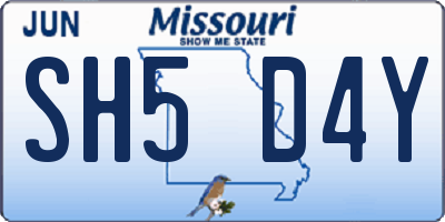 MO license plate SH5D4Y