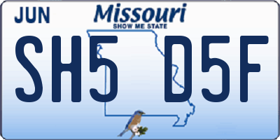 MO license plate SH5D5F