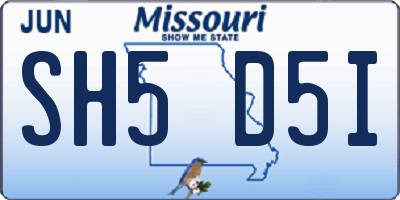MO license plate SH5D5I