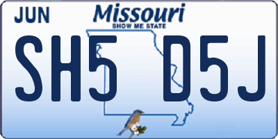 MO license plate SH5D5J
