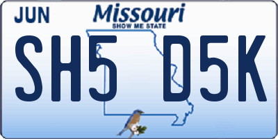 MO license plate SH5D5K
