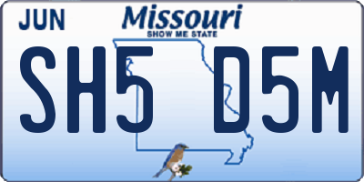 MO license plate SH5D5M