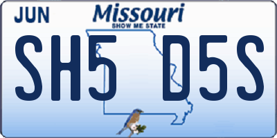 MO license plate SH5D5S