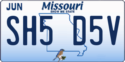 MO license plate SH5D5V